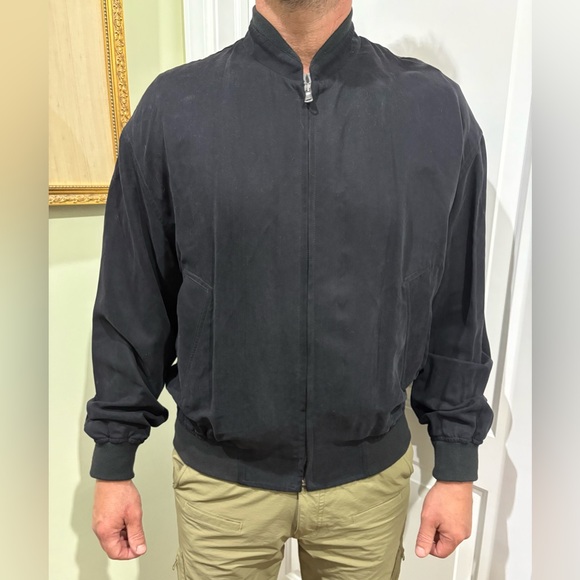Ermenegildo Zegna Other - Ermenegildo Zegna Sz M 50 Men's Black Bomber Light Jacket Rayon Silk Italy